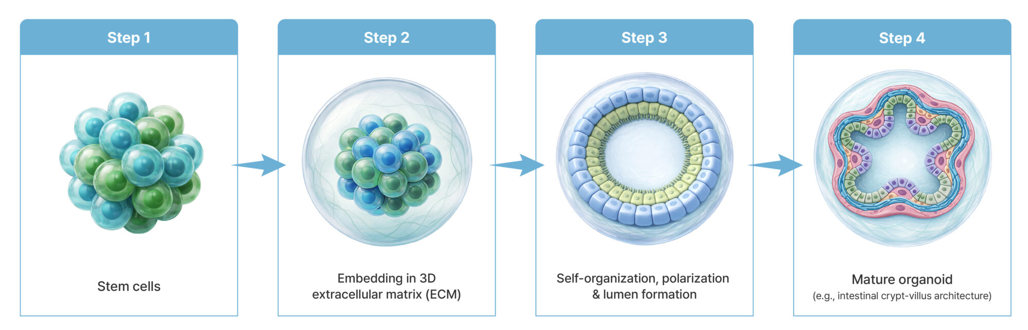 Formation of organoids from stem cells